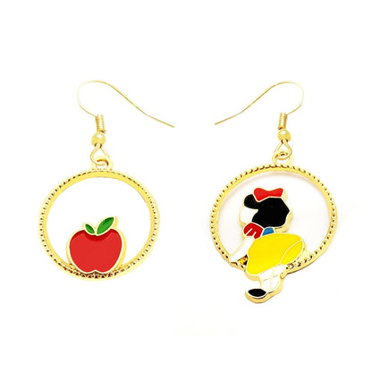 Girl Apple Drop Earrings Cartoon Art Women Party Jewelry Ear Fashion Pendant