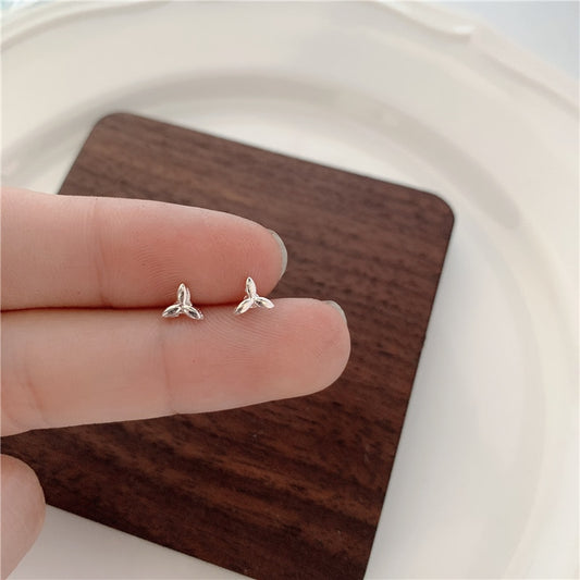 Three Petal Stainless Steel Mini Stud Earring Ear Piercing Modern Jewelry