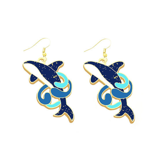 Whale Ocean Drop Earrings Cartoon Ear Pendants Accessories Women Art Jewelry