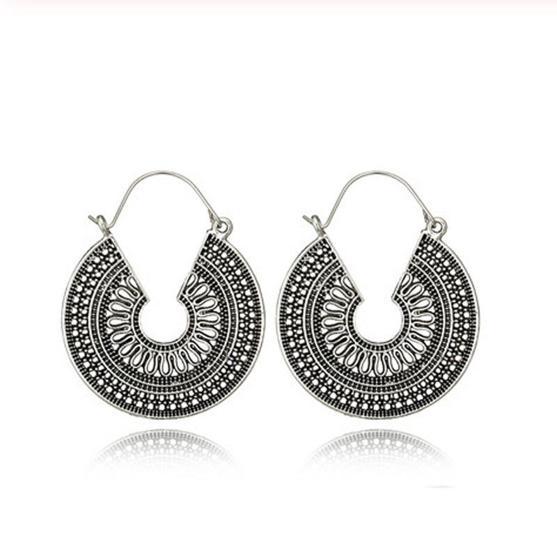 28 Styles Vintage Boho Geometric Carved Hoop Earrings Women Gifts Earring Cute