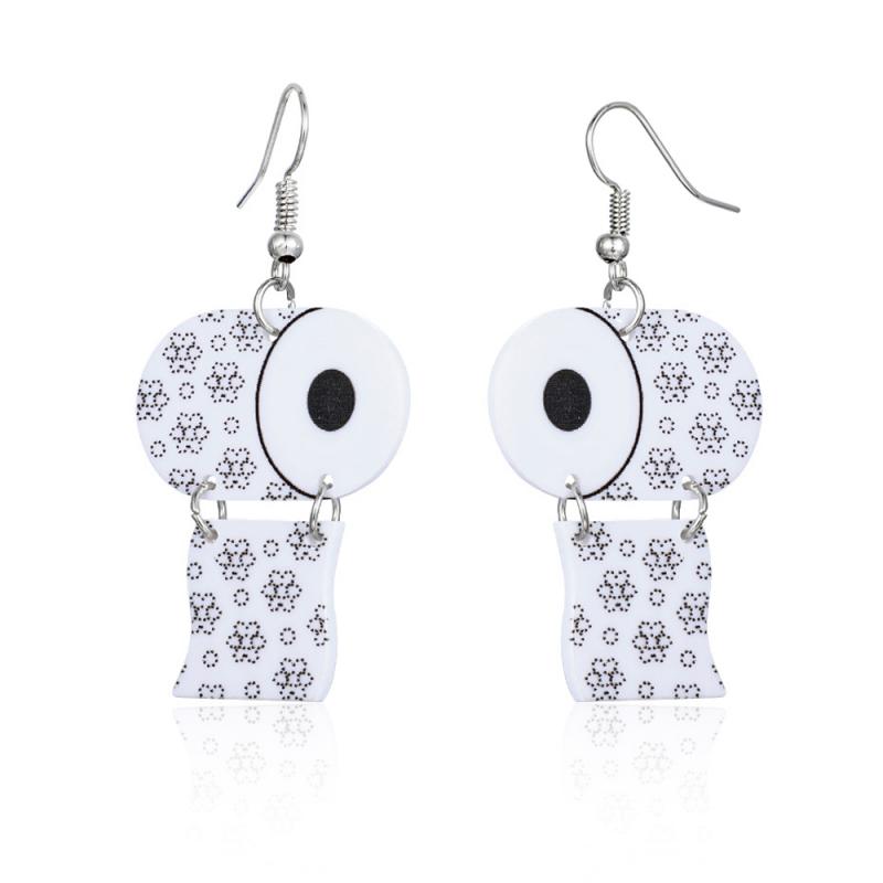 Flower Pattern Toilet Paper Drop Earrings Fashion Women Summer Party Jewelry