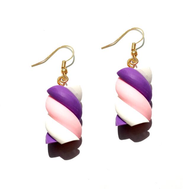 Purple Twist Resin Handmade Candy Drop Earrings Cartoon Art Women Party Jewelry