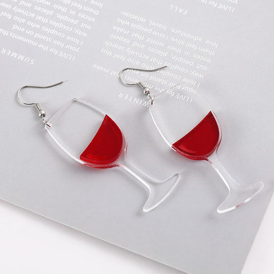 Half Wine Glass Drop Earrings Women Travel Fashion Cartoon Earrings Creative