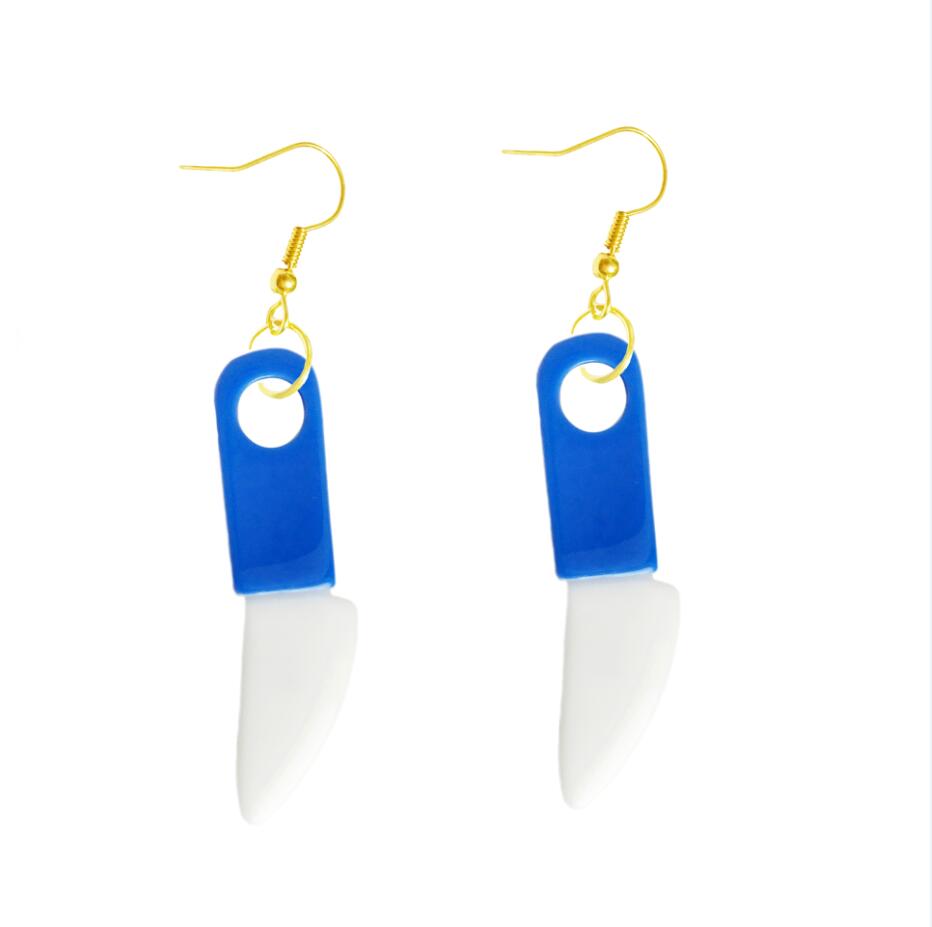 Blue Knife Drop Earrings Cartoon Art Women Party Jewelry Ear Fashion Pendant