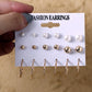 9 Pairs Mixed Design Stud Earrings Women Fashion Summer Gifts Jewelry Earrings
