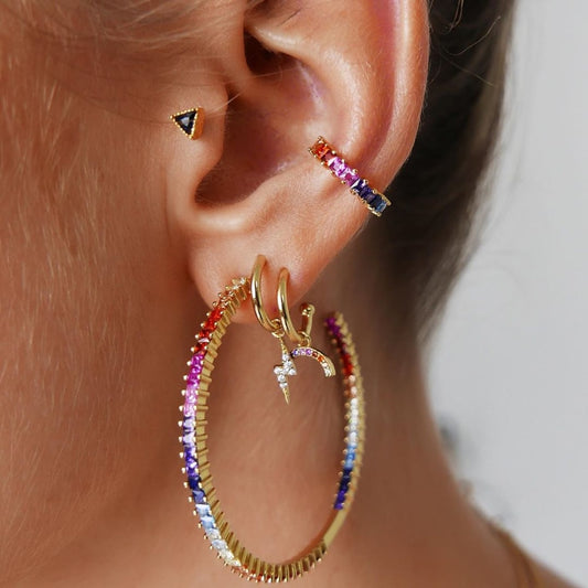 4pcs Mixed Color Boho Ear Cuff Set Hoop Earrings Women Travel Fashion Cartoon