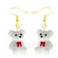 White Toy Bear Drop Earrings Cartoon Art Women Party Jewelry Ear Fashion Pendant