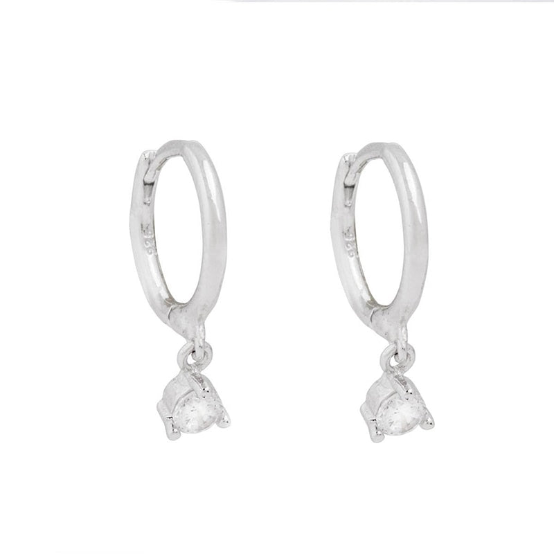 Silver-colored Rhinestone Piercing Cartilage Dangle Earrings Women Girl Fashion