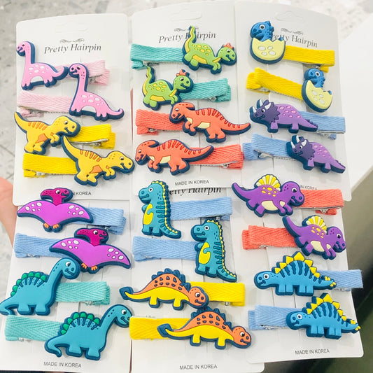 24 Styles 2Pcs/Set Girls Cute Dinosaur Animal Thread Cloth Hairpins Children