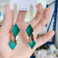 Green Rhombus Pendant Lady Cute Dangle Earrings for Women Jewelry Girls Earrings