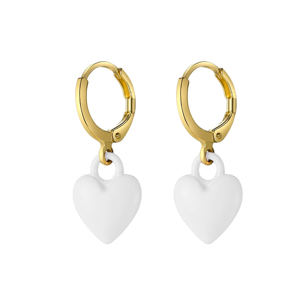 White Heart Dangle Earrings Fashion Party Girls Pendant Earrings Women Jewelry