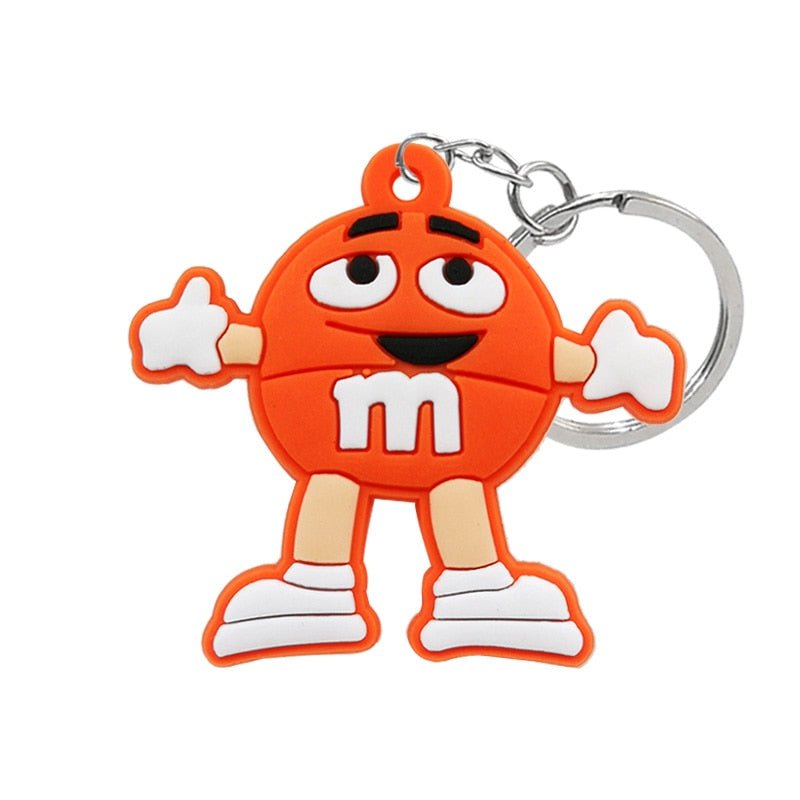 Cute Red M&M Keyring Cute Cartoon Style Keychains Bag Car Pendant Jewelry Gift