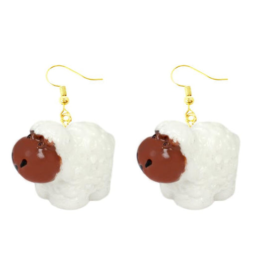 White Sheep Drop Earrings Cartoon Art Women Party Jewelry Ear Fashion Pendant