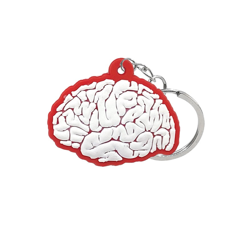 Brain Keyring Cute Cartoon Style Keychains Gift for Nurse Doctor Bag Car Pendant