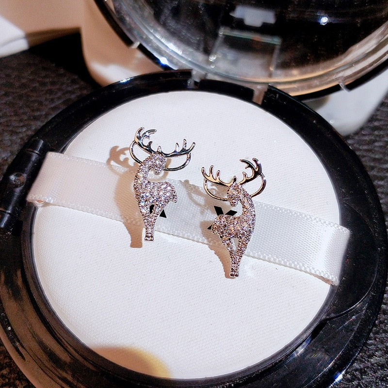 Deer Zircon Stud Earrings Ornaments Stylish Christmas Women Fashion Earring