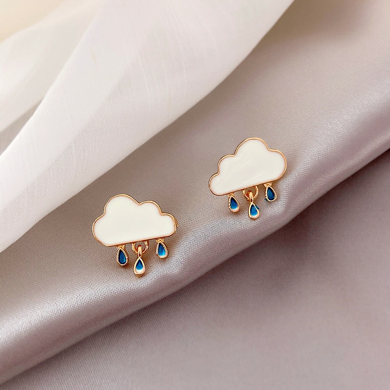 Blue Drops Clouds Stud Earrings Women Gift Wedding Party Fashion Jewelry