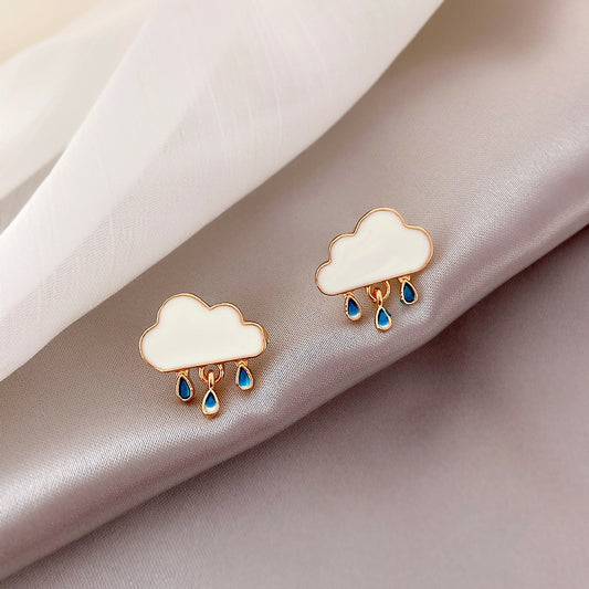 Blue Drops Clouds Stud Earrings Women Gift Wedding Party Fashion Jewelry