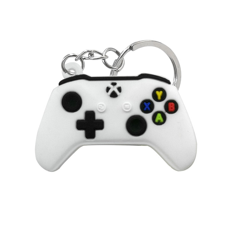 Classic White Gaming Pad PVC Keyring Cute Cartoon Style Keychains Bag Car