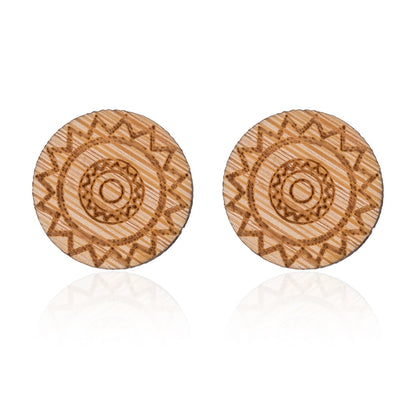 Wooden Mandala Lady Cute Stud Earrings for Women Jewelry Girls Earrings