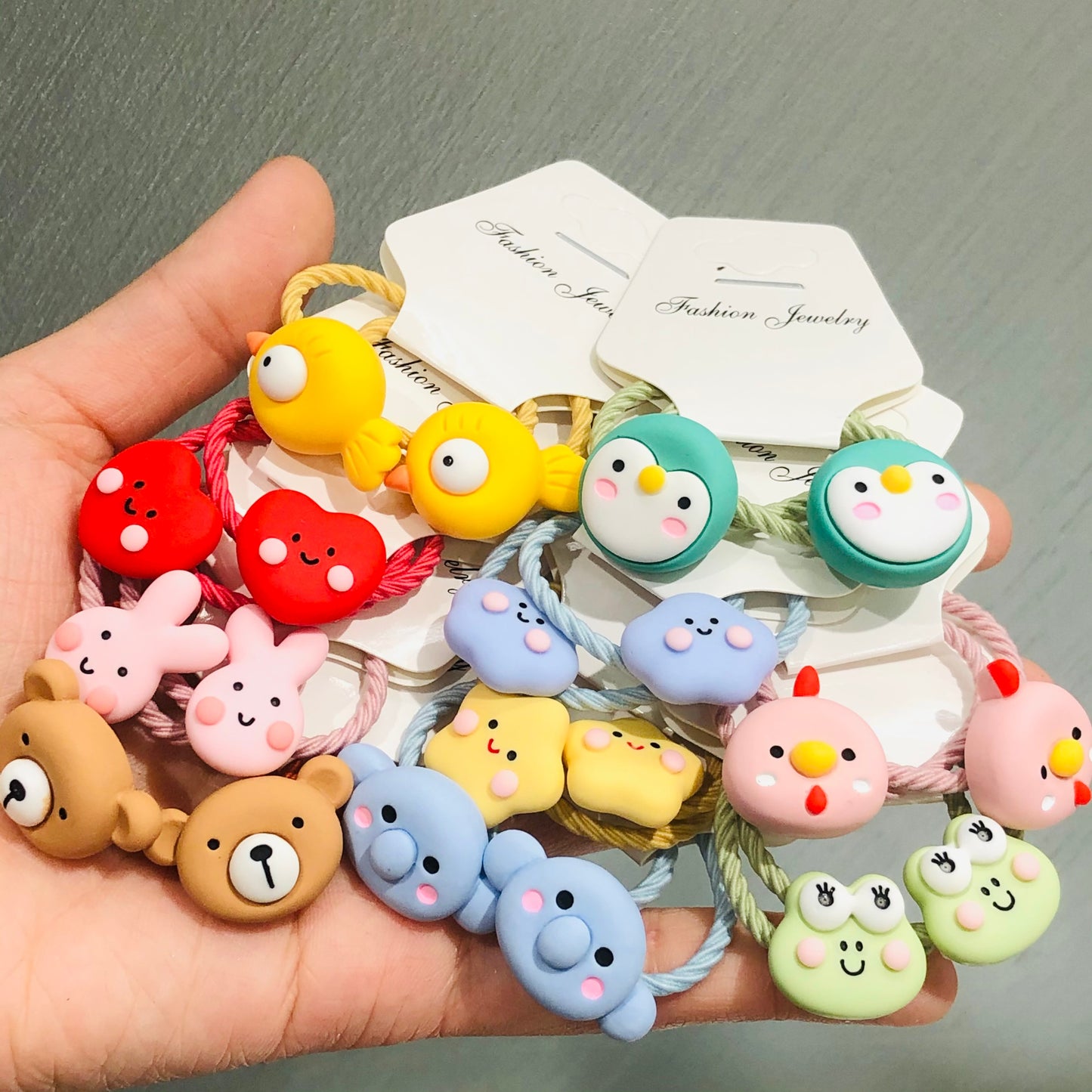 19 Styles 2Pcs Cute Animal Bird Frog Elephant Children Rubber Bands Scrunchies