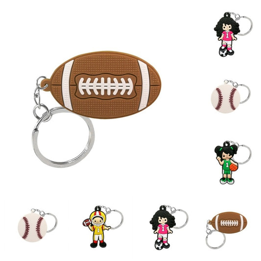 6 Styles Baseball Rugby Sports Keychain Party Gift Cute Keyring Cartoon DIY