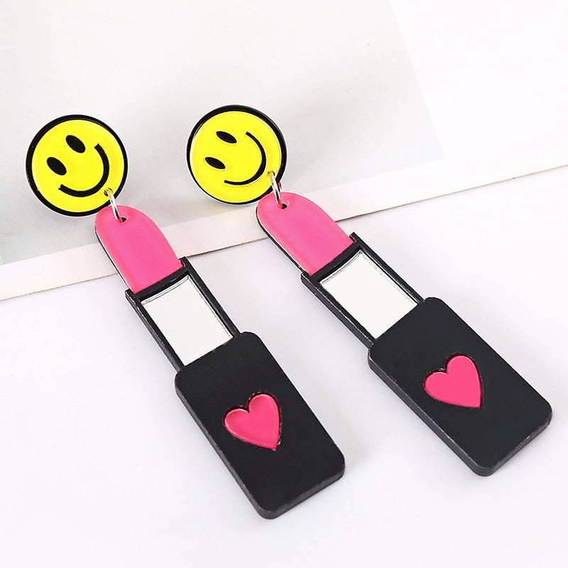 Smile Lipstick Drop Earrings Women Travel Fashion Cartoon Earrings Creative