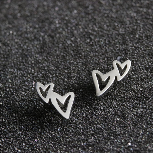 Double Star Stainless Steel Earrings Women Jewelry Small Studs Gifts Earring