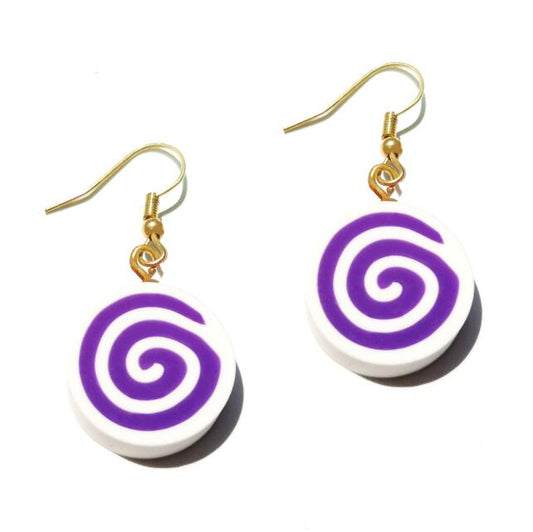 Purple Caramel Slice Drop Earrings Cartoon Art Women Party Jewelry Ear Fashion