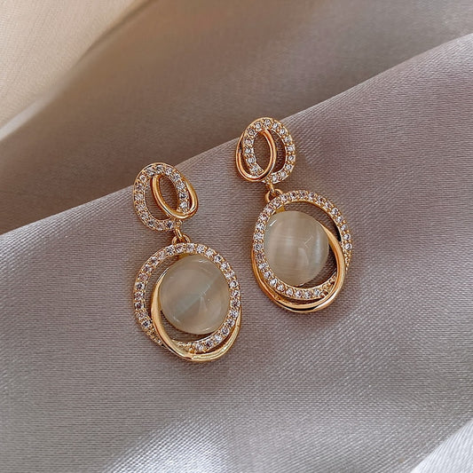 Double Oval Stud Earrings Women Gift Wedding Party Fashion Jewelry Accessories