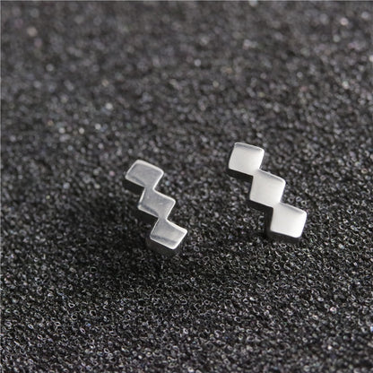 Squares Stainless Steel Earrings Women Jewelry Small Studs Gifts Earring