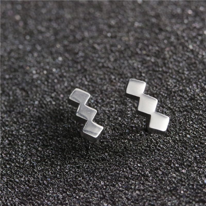 12 Styles Tiny Minimalist Stainless Steel Stud Earrings Women Jewelry Small