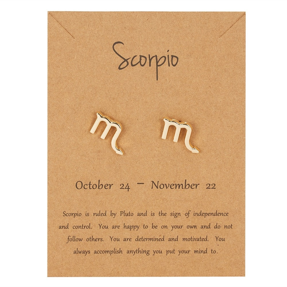 Scorpio Zodiac Constellations Sign Stainless Steel Earrings Women Jewelry Small