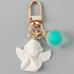 5 Colors White Angel Keychain Charms Women Cute Mini Jelly Ball Pendant Key Ring