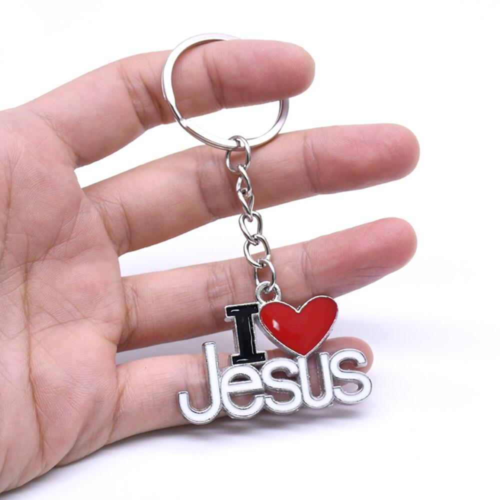 I Love Jesus Dripping Oil Keychains Creative Keyholder Christian Gifts Key Chain