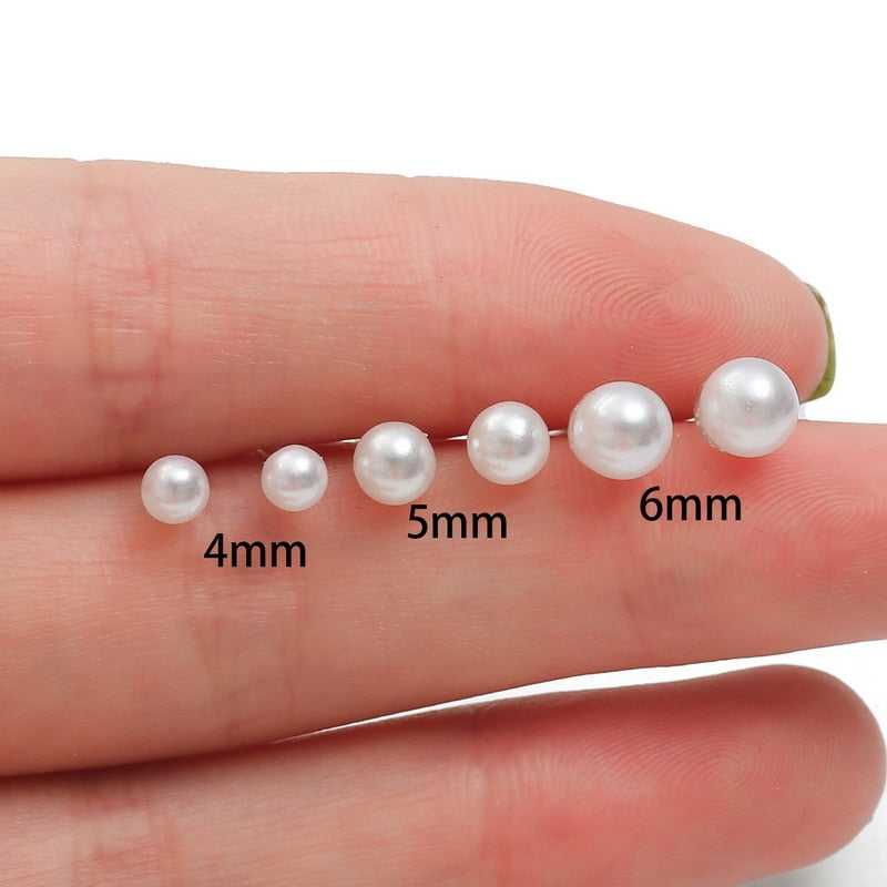 12 Pairs 4mm White Pearl Stud Earrings Cartoon Ear Pendants Accessories Women