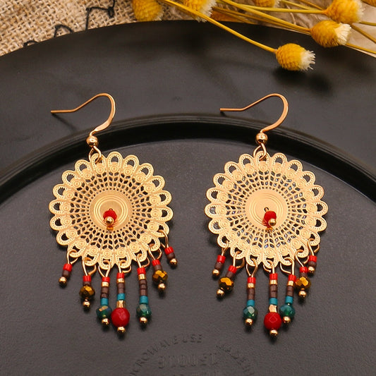 Mandala Beads Decor Dangle Earrings Women Fashion Modern Accessories Cute