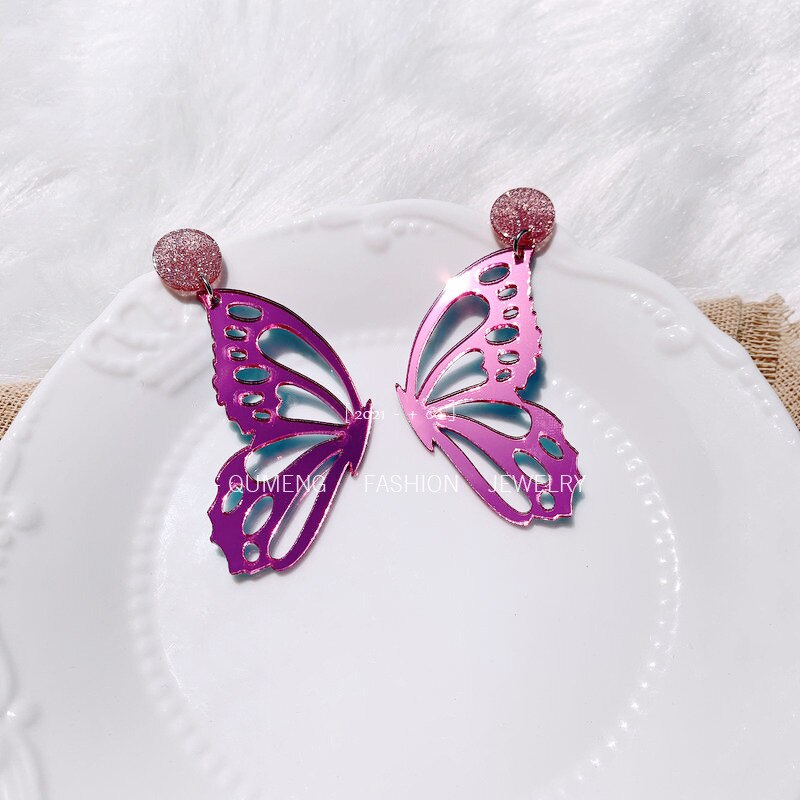 Purple Butterfly Dangle Earrings Cartoon Ear Pendants Accessories Women Jewelry