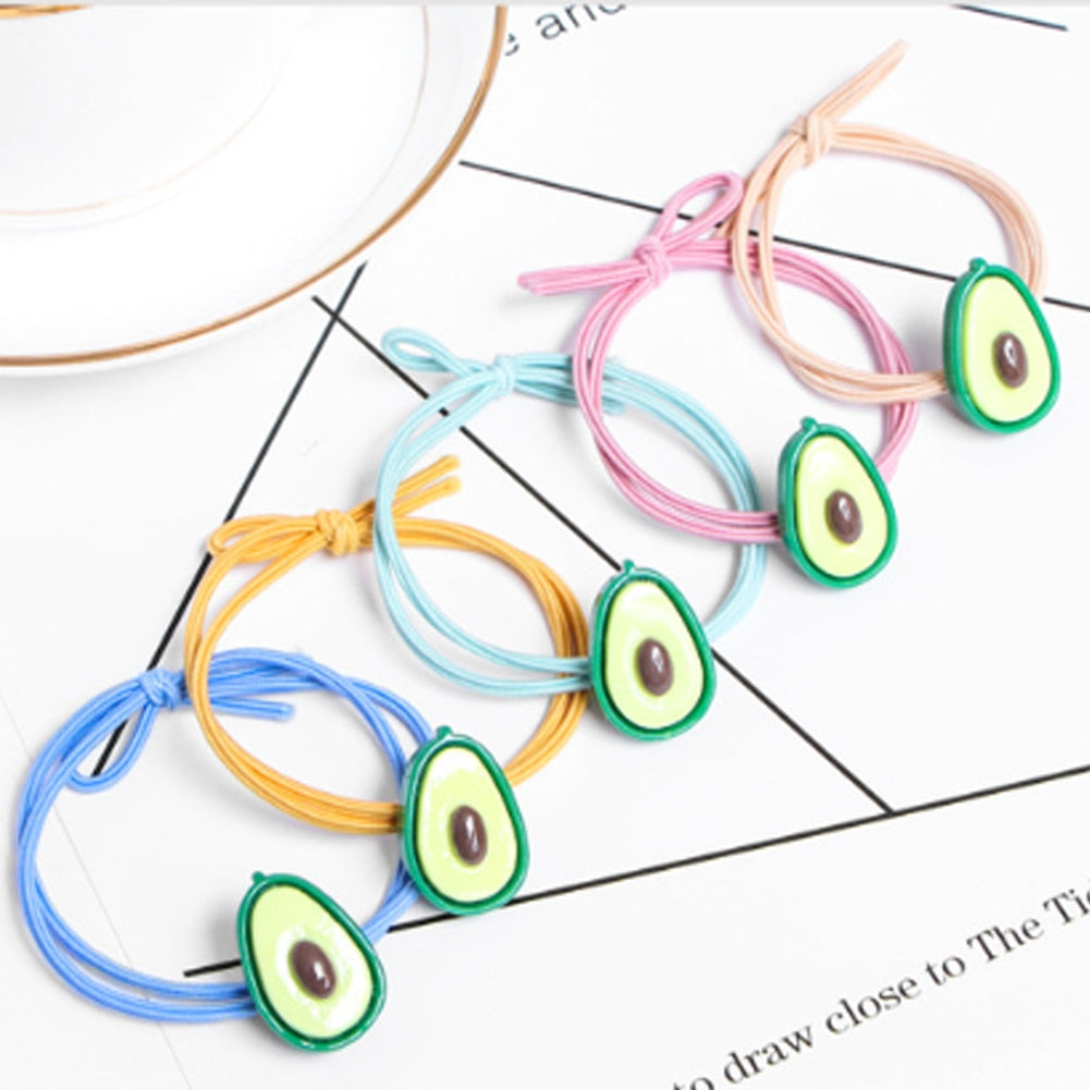 High Elasticity Hair Bands Avocado Hair Rope Cute Kawaii Side Clip Ins Fruit