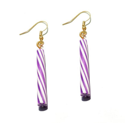 Purple Caramel Stick Drop Earrings Cartoon Art Women Party Jewelry Ear Fashion