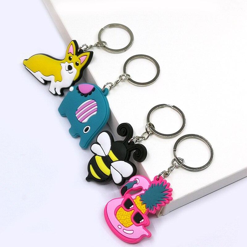 16 Styles dog pig panda Koala bee dolphin pattern Keychain Cartoon Key Holder