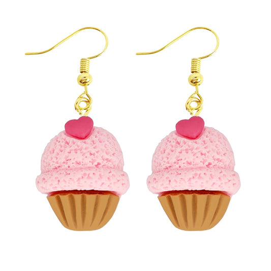 Funny Cute Strawberry Cupcake Drop Earrings Women Creativity Jewelry Cute