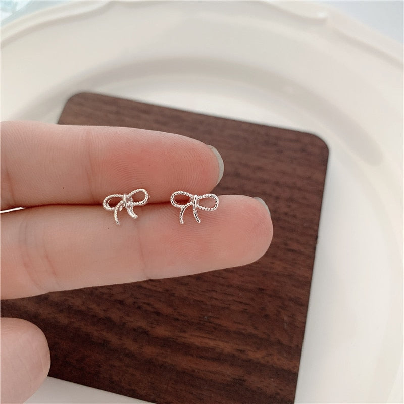 Mini Bow Stainless Steel Mini Stud Earring Ear Piercing Modern Jewelry