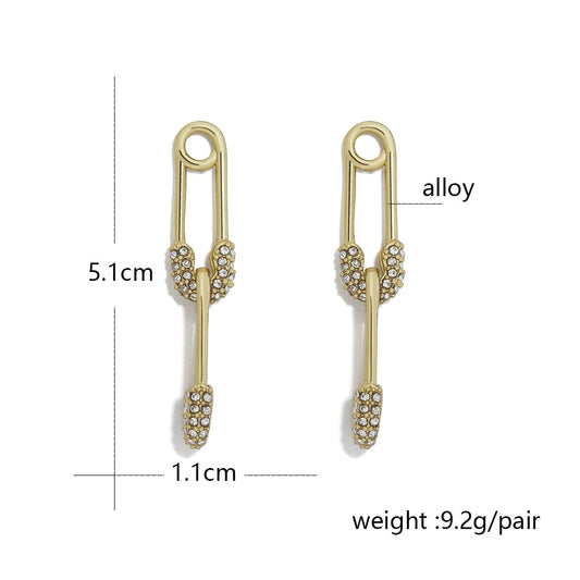 Double Safety Pin Stud Earrings Women Girl Fashion Trendy Jewelry Accessories