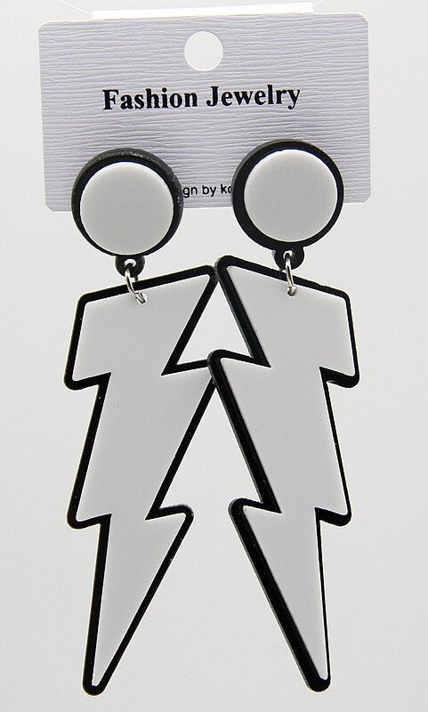 White Lightning Acrylic Earrings Women Girl Fashion Trendy Jewelry Accessories