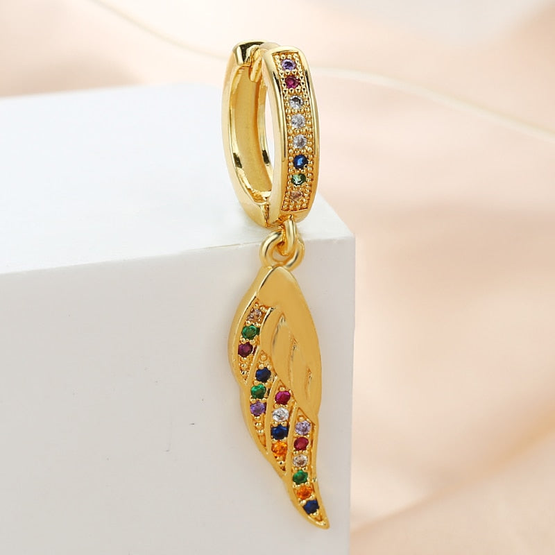 1pc Colorful Rhinestone Wing Cartilage Earring Ear Piercing Jewelry For Women