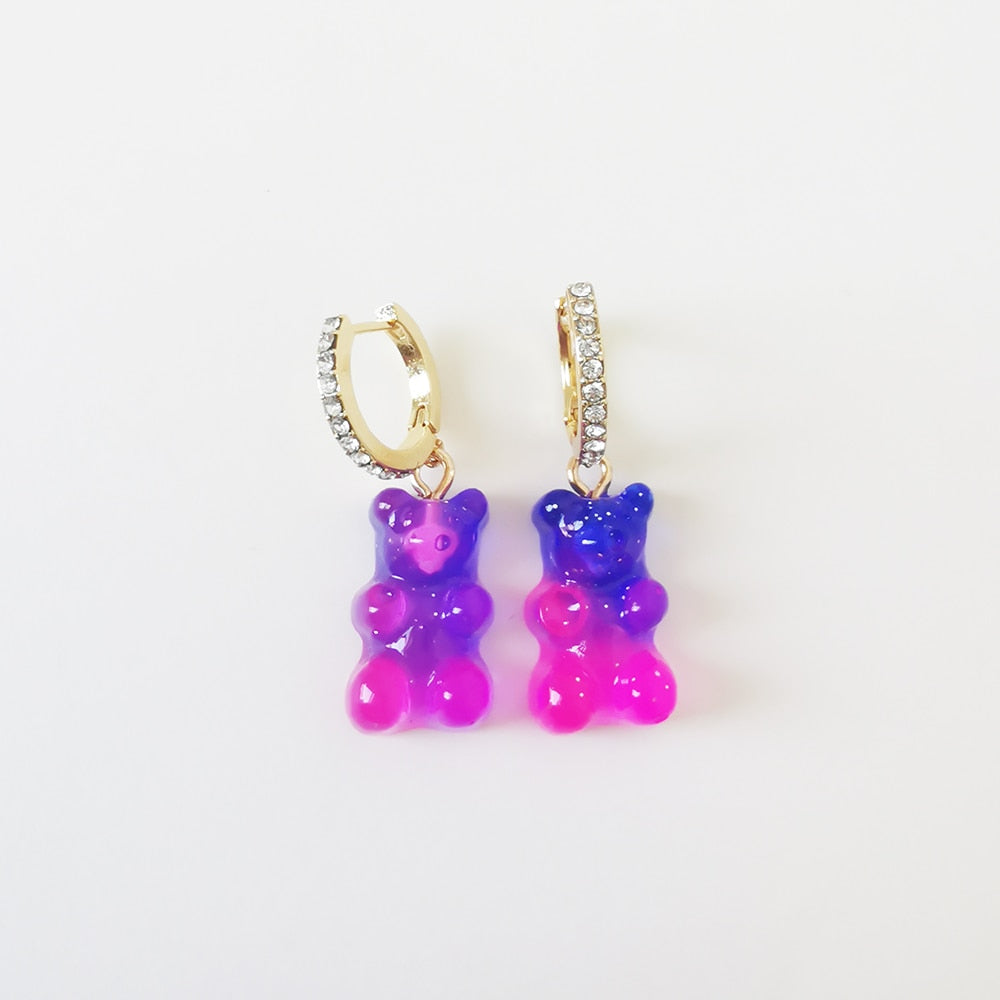 26 Styles Rhinestone Resin Bear Lady Cute Dangle Earrings for Women Jewelry