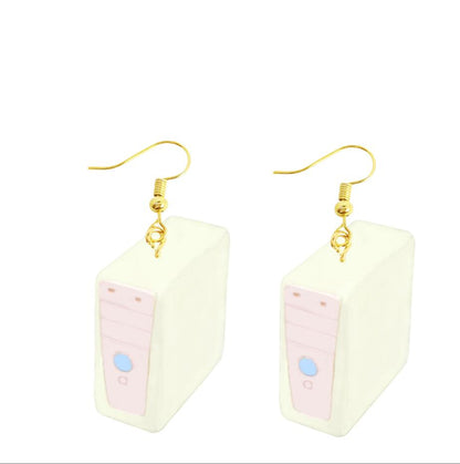 Retro Computer Block Drop Earrings Cartoon Art Women Party Jewelry Ear Fashion