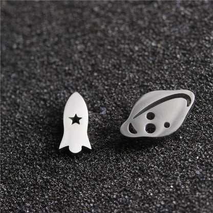 Planet Rocket Stainless Steel Earrings Women Jewelry Small Studs Gifts Earring