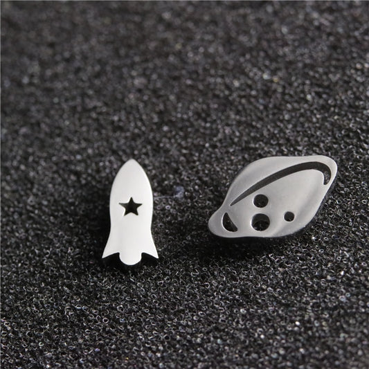 Planet Rocket Stainless Steel Earrings Women Jewelry Small Studs Gifts Earring