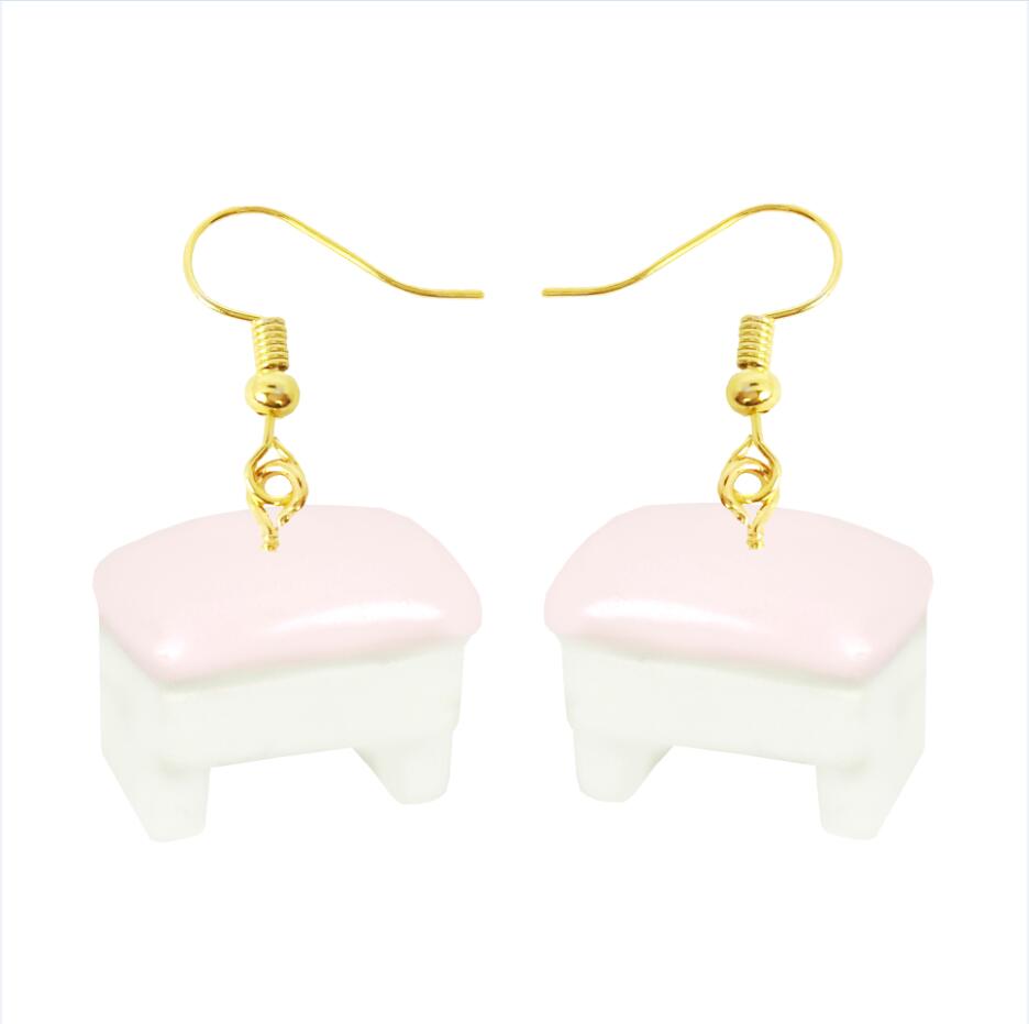 Retro Pink Bench Drop Earrings Cartoon Art Women Party Jewelry Ear Fashion